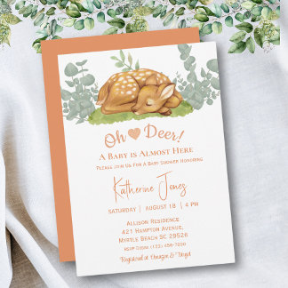 Invitación Sexo de venado Color de agua neutra Baby Shower