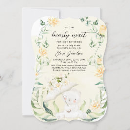 Invitación Sexo del oso verde Baby Shower amarillo neutro I