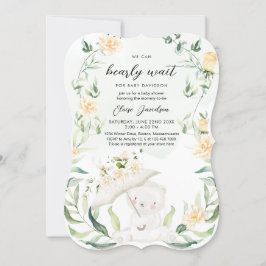 Invitación Sexo del oso verde Baby Shower amarillo neutro I