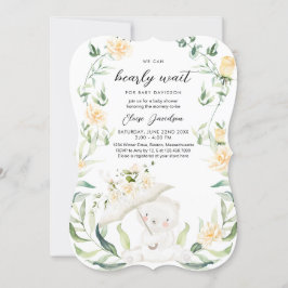 Invitación Sexo del oso verde Baby Shower amarillo neutro I