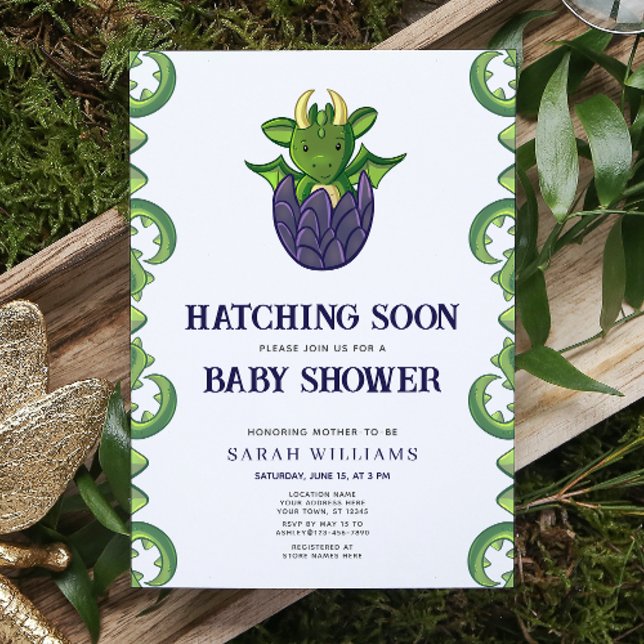 Invitación Sexo Dragon Hatching Neutral Pronto Baby Shower (Baby Shower Invitation)