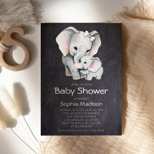 Invitación Sexo elefante Ducha de bebé Neutral Chalkboard