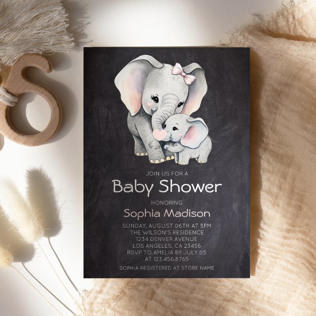 Invitación Sexo elefante Ducha de bebé Neutral Chalkboard (Subido por el creador)