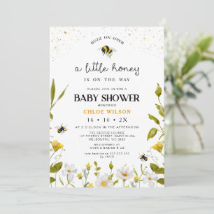 Invitación Sexo floral Amarillo Neutral Abeja Baby Shower