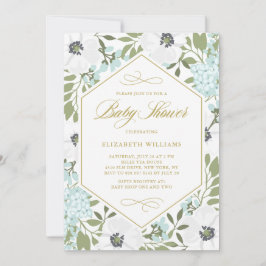 Invitación Sexo floral anémico blanco Baby Shower neutro