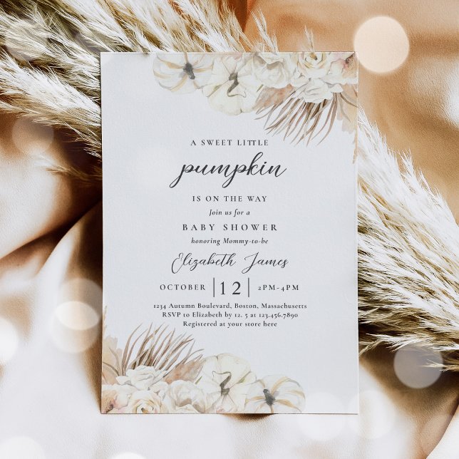Invitación Sexo floral Boho Pumpkin Sexo Neutral Baby Shower (Subido por el creador)