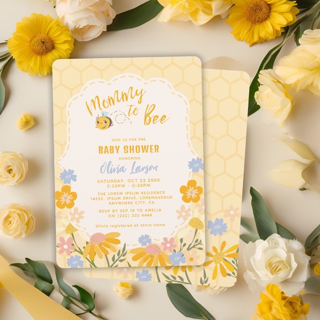 Invitación Sexo floral Mami to Bee Baby Shower Neutral (Subido por el creador)