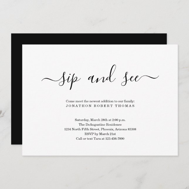 Invitación Sexo minimalista y moderno (Anverso / Reverso)