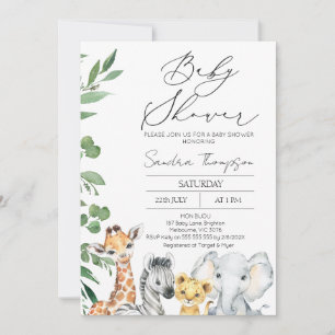 Invitación Sexo moderno Foliage Neutral Safari Baby Shower