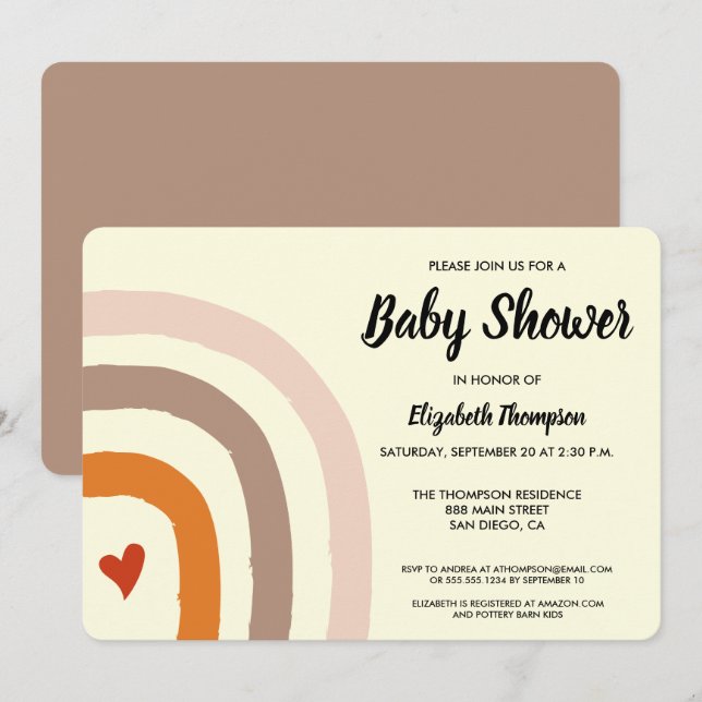 Invitación Sexo moderno Sexo Terrestre Neutral Bebé Arcoiris (Anverso / Reverso)