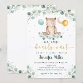 Invitación Sexo Neutral Baby Shower de la ecología del oso de