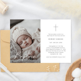 Invitación Sexo Neutral Baptismo Fotólico Infantil