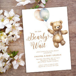 Invitación Sexo Neutral Bearly Wait Teddy Bear Baby Shower