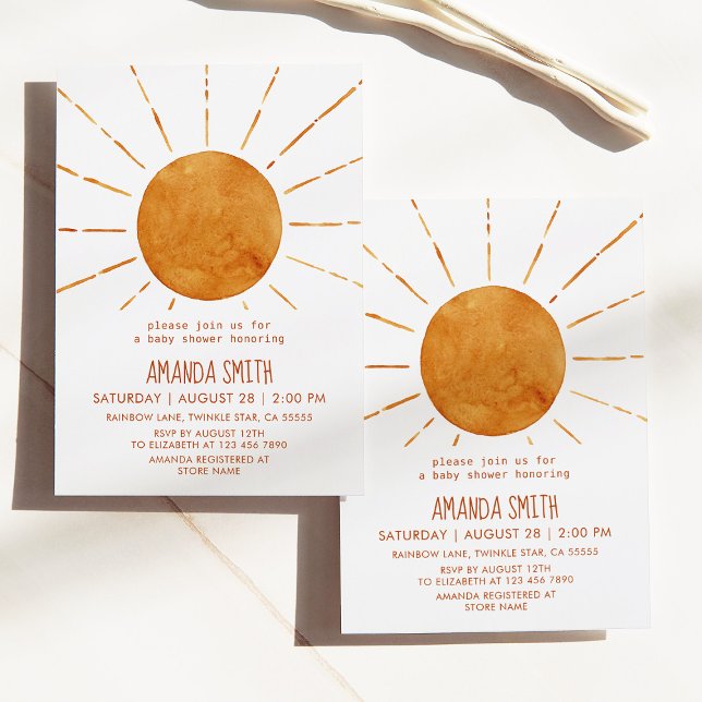 Invitación Sexo Neutral Boho Baby Shower amarillo sol (Subido por el creador)