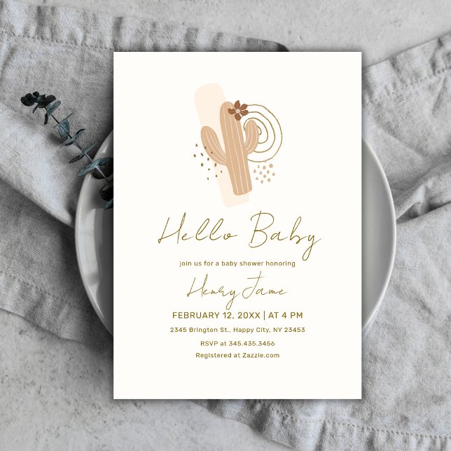 Invitación Sexo Neutral Boho Desert Cactus Baby Shower (Gender Neutral Boho Desert Cactus Baby Shower Invitation)