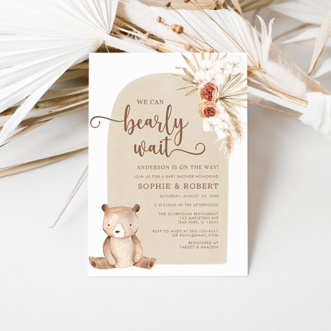 Invitación Sexo Neutral Boho Teddy Bear Baby Shower (Subido por el creador)
