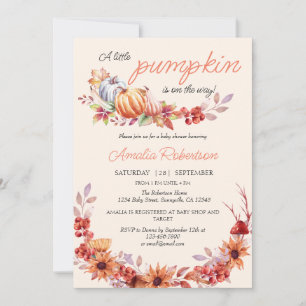 Invitación Sexo Neutral Calabaza Caída Otoño Baby Shower