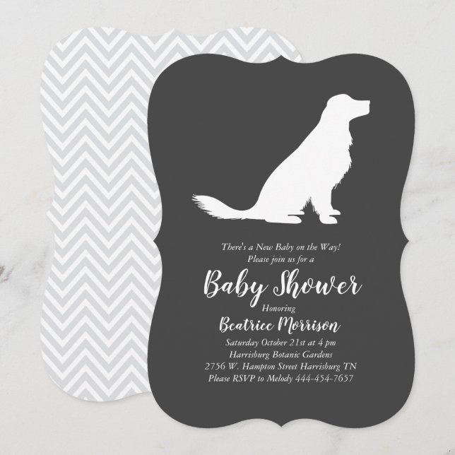 Invitación Sexo neutral de Baby Shower para perro con un perr (Anverso / Reverso)