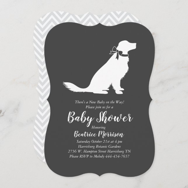 Invitación Sexo neutral de Baby Shower para perro con un perr (Anverso / Reverso)