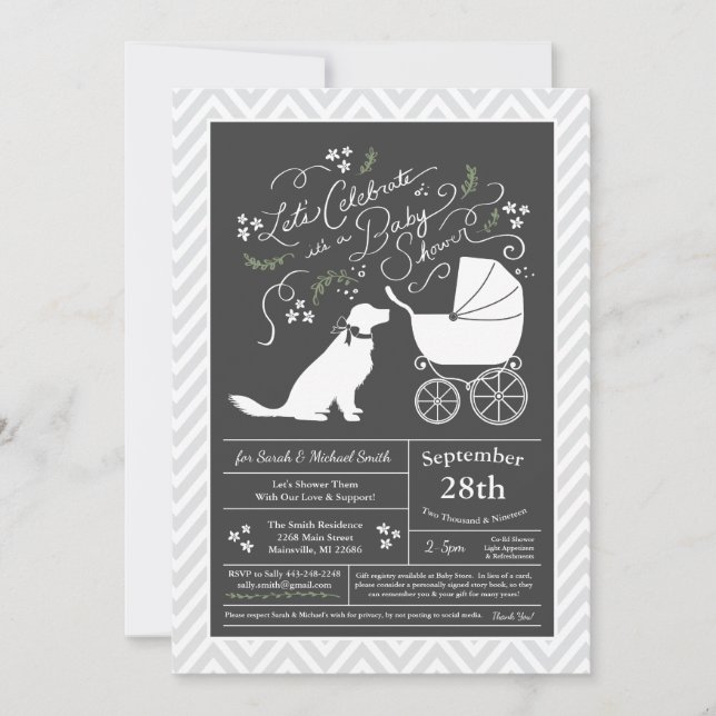 Invitación Sexo neutral de Baby Shower para perro con un perr (Anverso)