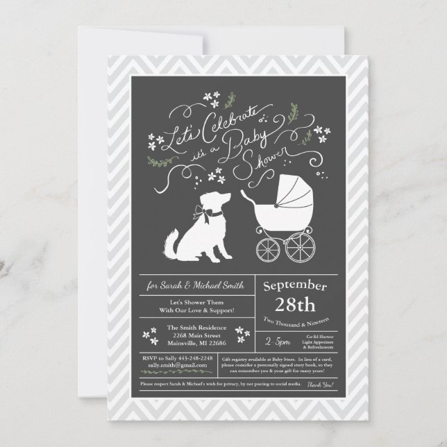 Invitación Sexo neutral de Baby Shower para perro pastor aust (Anverso)