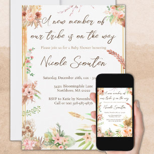 Invitación Sexo neutral de Boho Baby Shower