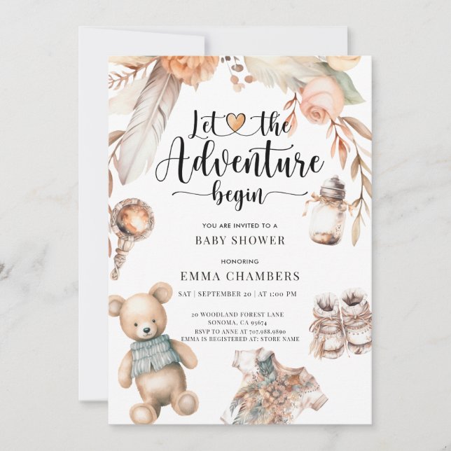 Invitación Sexo neutral de Boho Baby Shower (Anverso)