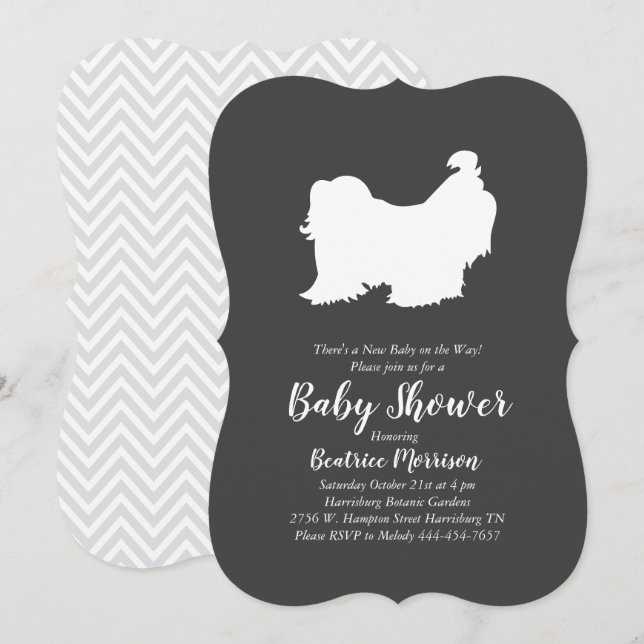 Invitación Sexo neutral de Shih Tzu Baby Shower (Anverso / Reverso)