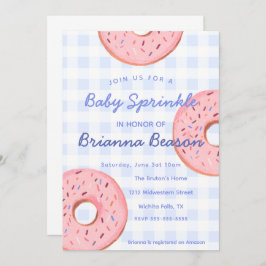 Invitación Sexo Neutral, Gingham y Donuts Espolvorea Infantil