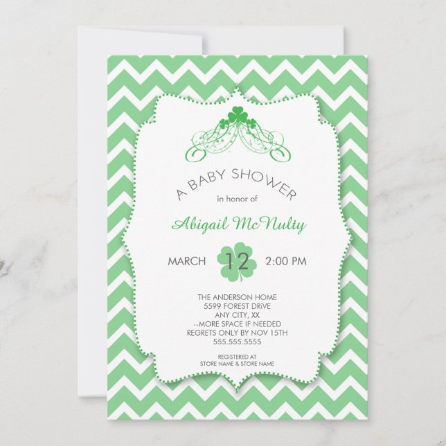Invitación Sexo neutral St Patrick's Day Baby Shower (Anverso)