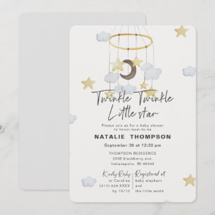 Invitación Sexo Neutral Twinkle Little Star Baby Shower