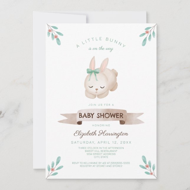 Invitación Sexo Neutral, un pequeño Baby Shower de primavera  (Anverso)