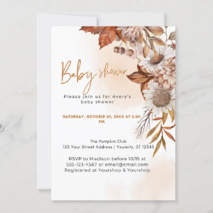 Invitación Sexo Neutral Un poco de calabaza Cae Baby Shower