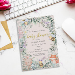 Invitación Sexo Neutral Woodland Boho Baby Shower