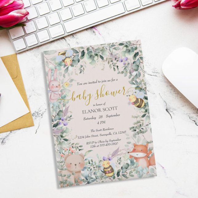 Invitación Sexo Neutral Woodland Boho Baby Shower (Subido por el creador)