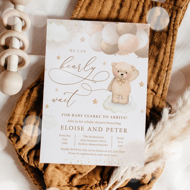 Invitación Sexo neutro Baby Shower de Teddy Bear Balloon (Subido por el creador)