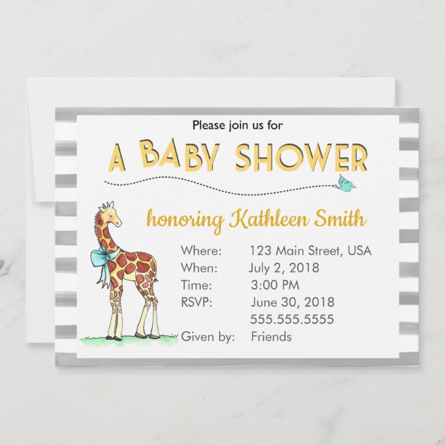 Invitación Sexo neutro de Baby Shower (Anverso)