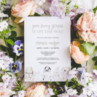 Invitación Sexo neutro de Baby Shower Bunny