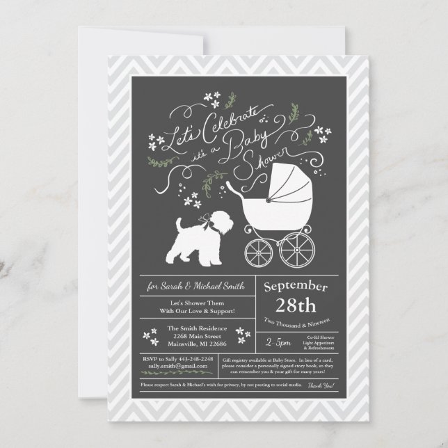 Invitación Sexo neutro de Baby Shower de Wheaten Terrier (Anverso)