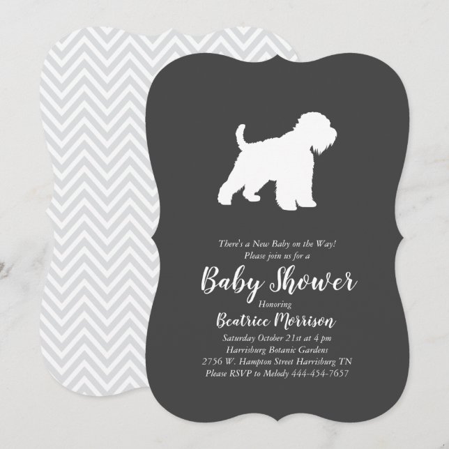 Invitación Sexo neutro de Baby Shower para perro de paso de r (Anverso / Reverso)