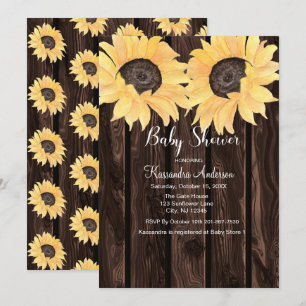 Invitación Sexo neutro de girasol de madera rusa Baby Shower