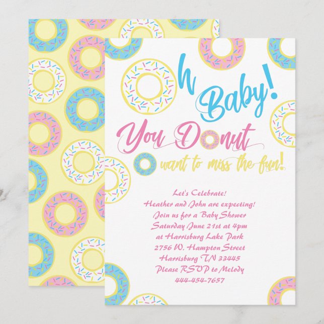 Invitación Sexo neutro de la salpicadura de Baby Shower (Anverso / Reverso)