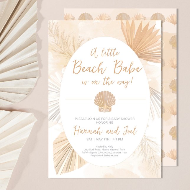 Invitación Sexo neutro de las conchas tropicales de Boho Baby (Subido por el creador)
