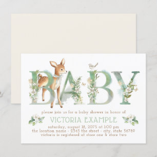 Invitación Sexo neutro de venado de Woodland Baby Shower
