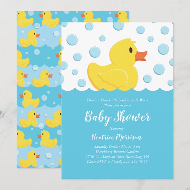 Invitación Sexo neutro en Baby Shower amarillo dudoso de goma (Anverso / Reverso)