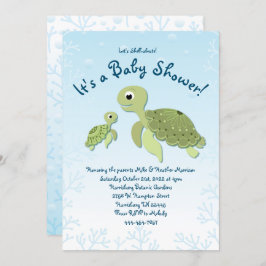 Invitación Sexo neutro en Baby Shower de la tortuga marina