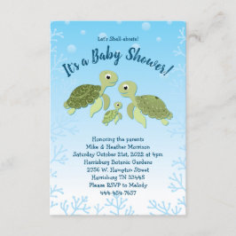 Invitación Sexo neutro en Baby Shower de la tortuga marina