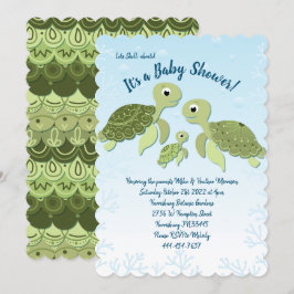 Invitación Sexo neutro en Baby Shower de la tortuga marina