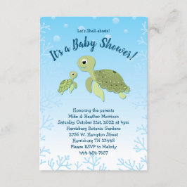 Invitación Sexo neutro en Baby Shower de la tortuga marina