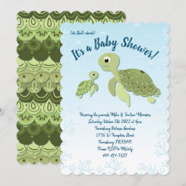 Invitación Sexo neutro en Baby Shower de la tortuga marina